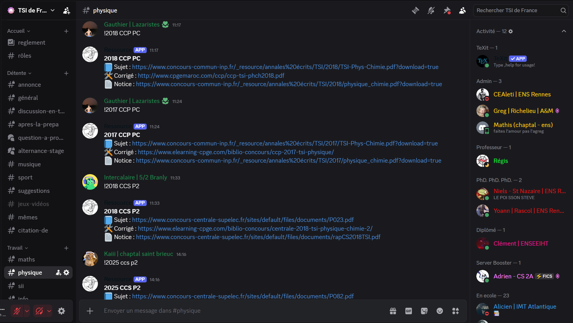 Discord Bot for CPGE TSI Students